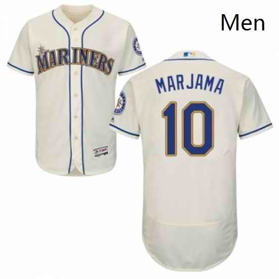 Mens Majestic Seattle Mariners 10 Mike Marjama Cream Alternate Flex Base Authentic Collection MLB Jersey